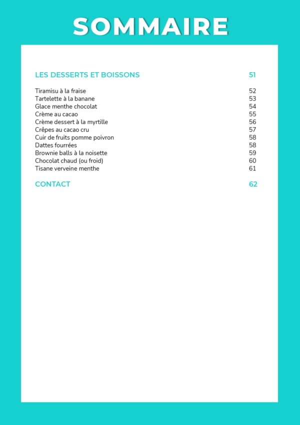 EBOOK RAW FOOD FACILE PAS CHERE 20210320 Sommaire 2